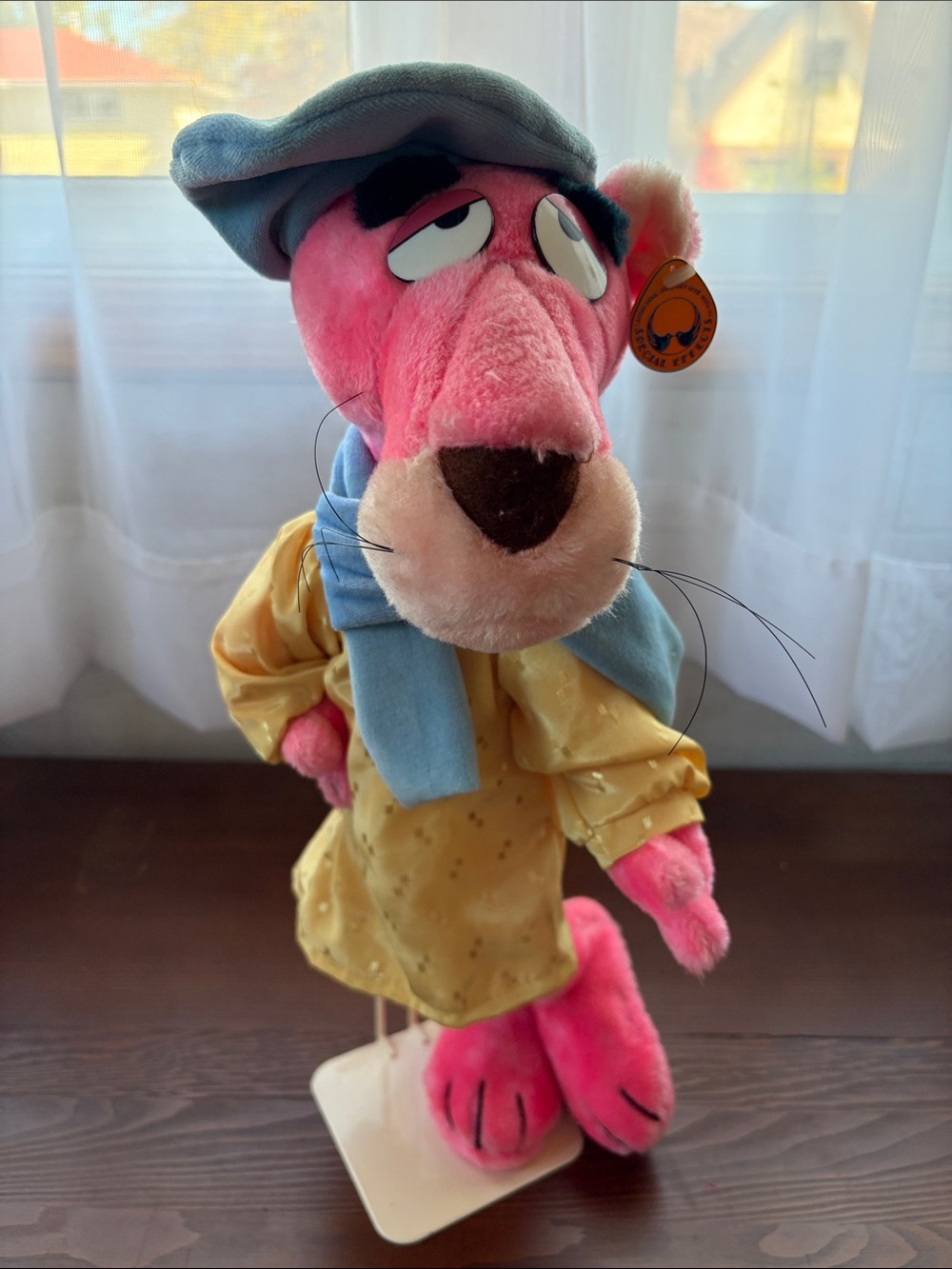 Vintage 1980 Mighty Star Pink Panther “The Artist” Plush – Beret, Smock & Scarf